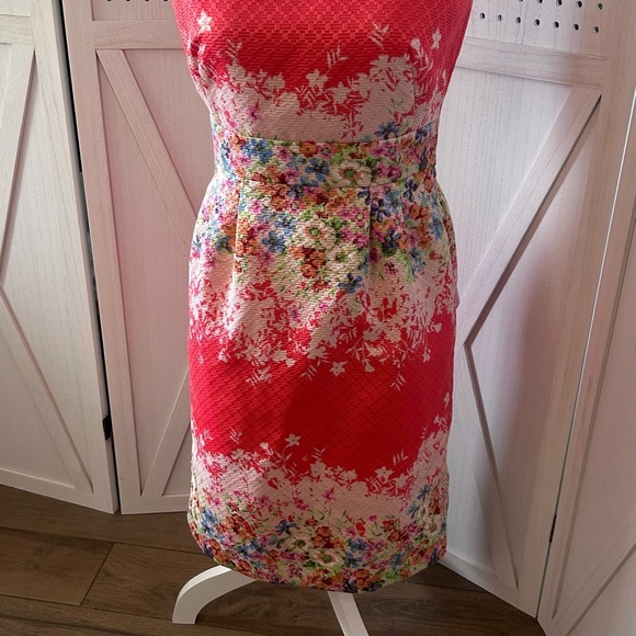 Tahari Coral and Multicolor Floral Midi Dress - Picture 2 of 11